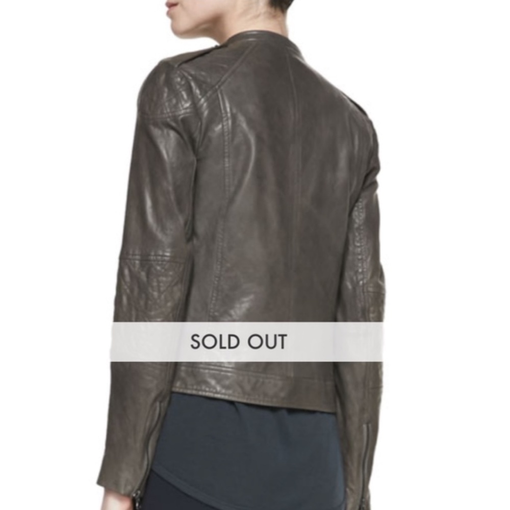 VINCE Quilted Sleeve Leather Moto Jacket - Picture 3 of 3